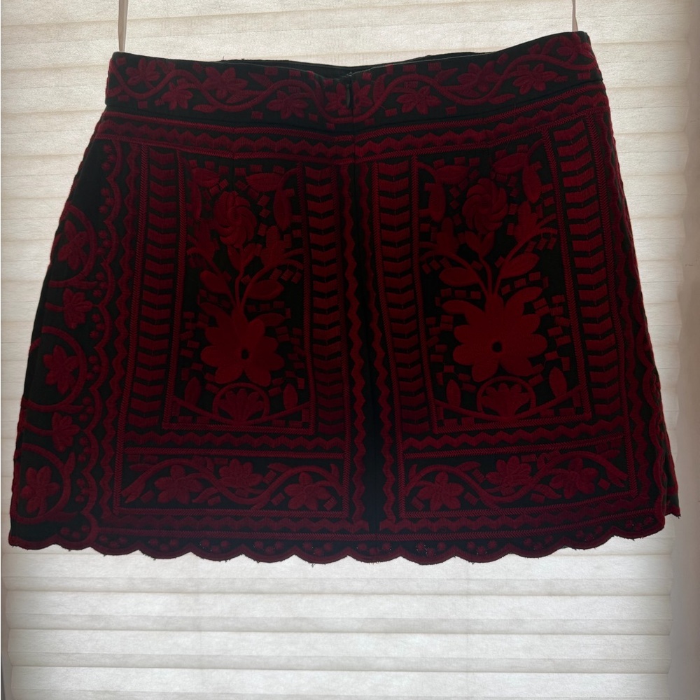 J Marie Green and Red Mini Skirt